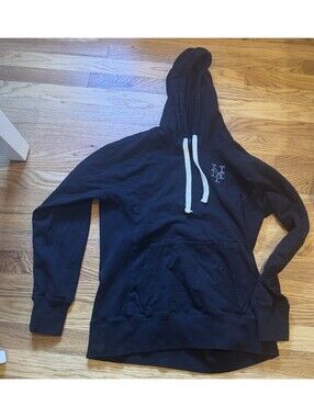NY Mets MLB Merchandies Black Hooide Pullover Sweatshirt Medium